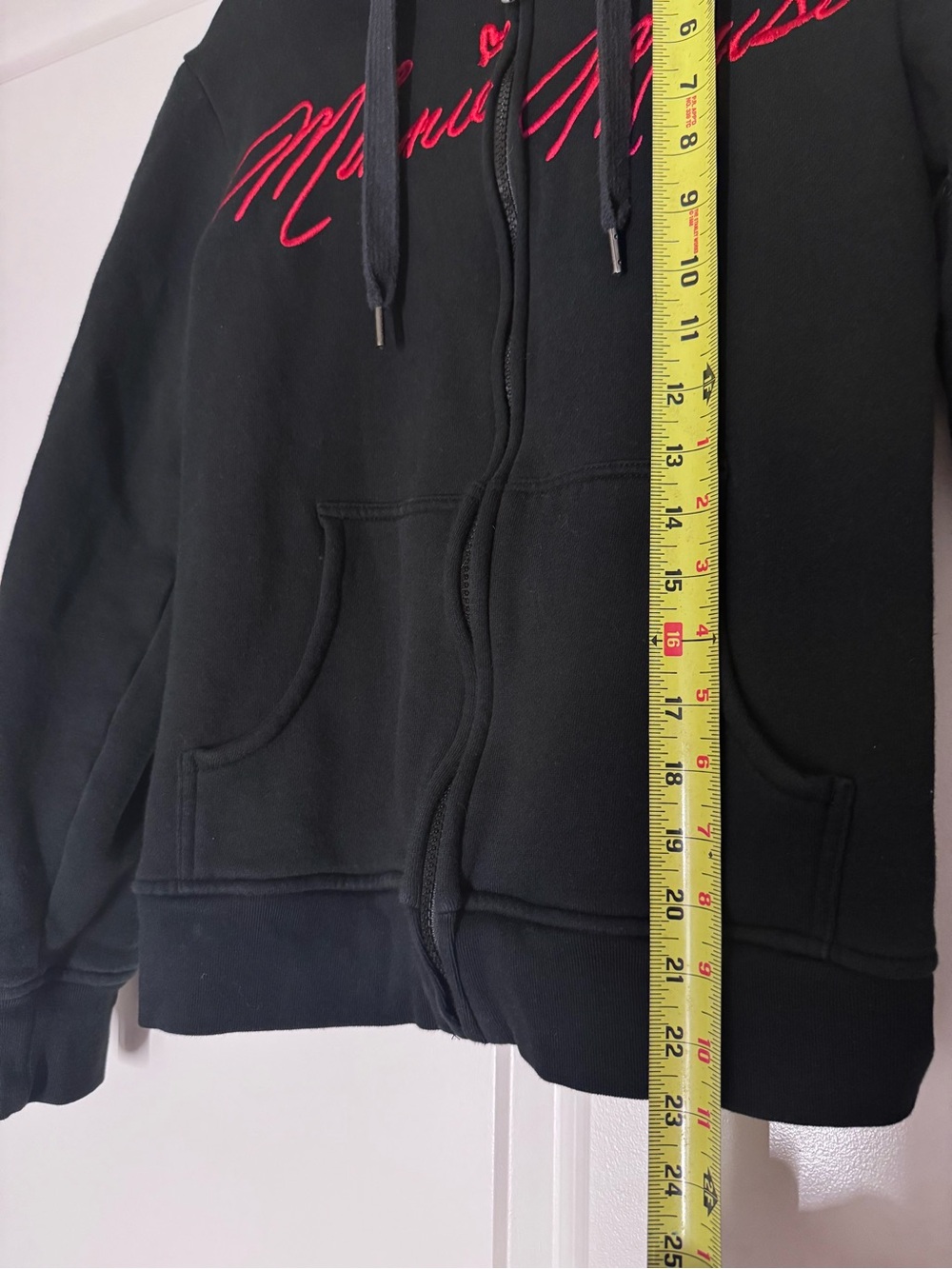 Disney Parks Minnie Mouse Ear Zip-Up Hoodie Black & Red Medium - Picture 5 of 9